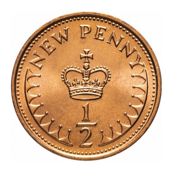 British Decimal Half Penny Coin (St Edward's Crown) (reverse)
