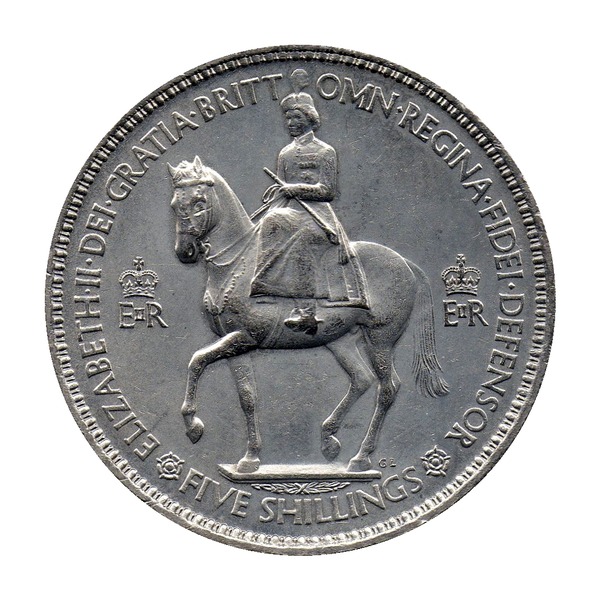 British Five Shillings Crown (Coronation) Issued 1953