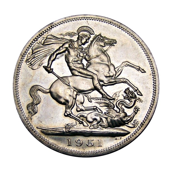 British Five Shillings Crown (Festival of Britain) Issued 1951 (reverse)
