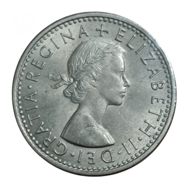 British Predecimal Sixpence Coin (Elizabeth II)