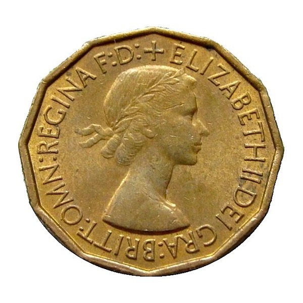 British Predecimal Threepence Coin (Brass)