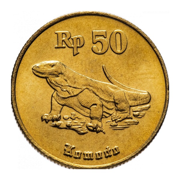 Indonesia 50 Rupiah coin (komodo) (reverse)