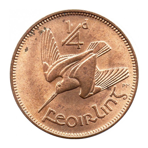 Irish predecimal farthing coin (reverse)