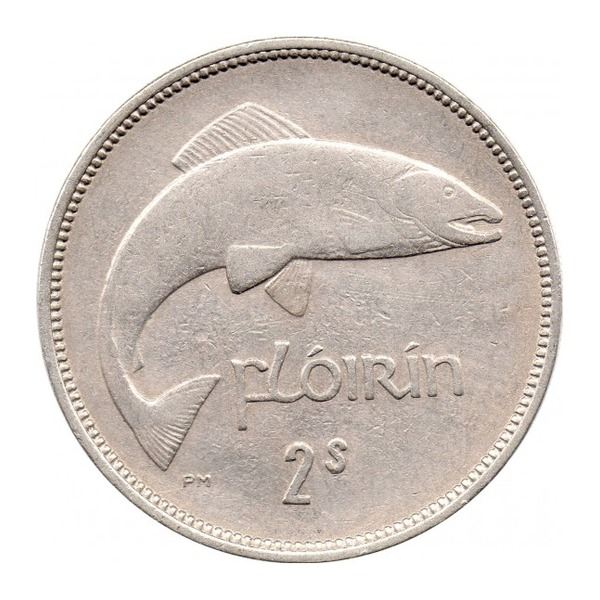 Irish predecimal florin coin (reverse)