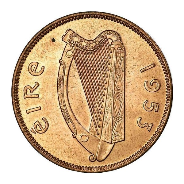 Irish predecimal halfpenny coin