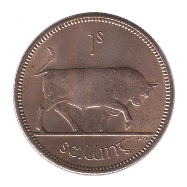 Irish predecimal shilling coin (reverse)