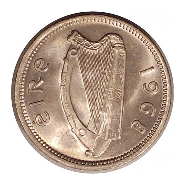 Irish predecimal threepence coin