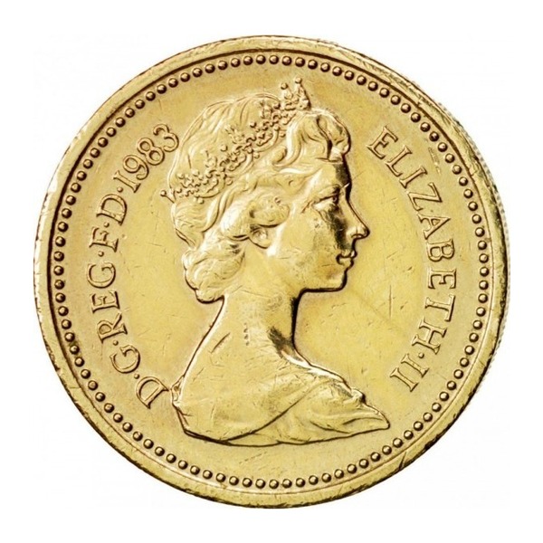 Old Round £1 Pound Sterling Coin (Royal Arms) Issued 1983