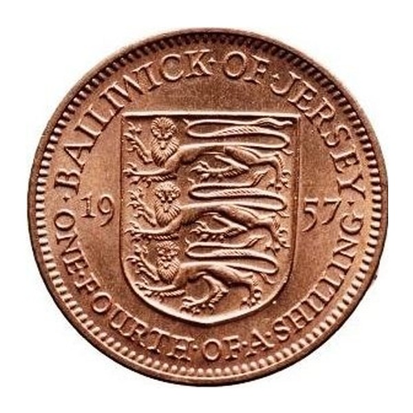 One fourth of a shilling coin Bailwick of Jersey (reverse)